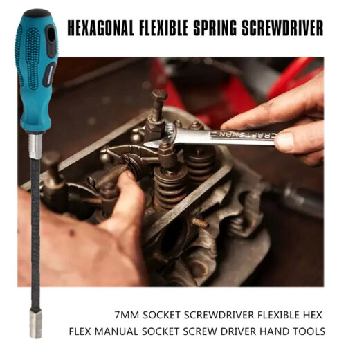 2pcs 7MM Socket Screwdriver Flexible Hex Flex Manual Socket Screw Driver Hand Tools 2