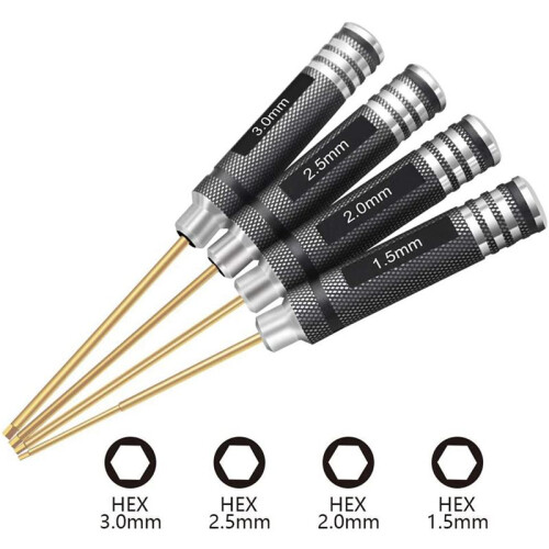 8 Pcs 1.5 / 2.0 / 2.5 / 3.0 mm Hex Screwdriver Set Titanium Hex Wrench Tool Set for Multi-Axis FPV RC Tool 2