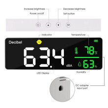 2X 3-In-1 Decibel Meter Geluidsniveau Lezer + Vochtigheid & Temperatuur. Klaslokaalgeluidsmeter, SPL- en DB-Meter voor Wandmontage