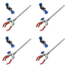4X Lab Clamp 3 Prong Finger Adjust Jaw with Scientific Extension Adjustable Black Laboratory Stand Clip