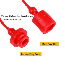 3X ISO-A 1/2 Hydraulic Quick Coupler Male Dust Cap and Female Plug Cover, Fits Hydraulic Quick Disconnects Coupler