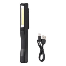 Rechargeable LED COB Portable Camping Work Inspection Light Lamp Hand Torch Magnetic for Household Workshop Automobile Camping black