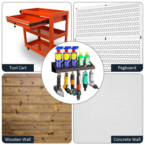 2PCS Pneumatic Tool Holder/Aerosol Rack Combo, Wall Mounted Spray Can Bottle Holder, Air Tool Organizer 2