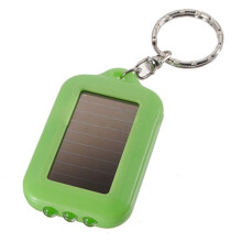 10X Solar Power Rechargeable 3LED Flashlight Keychain Light Torch Ring New - green