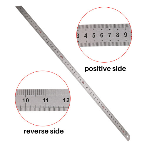 Double Side Scale Stainless Steel Straight Ruler Measuring Tool 50cm 2