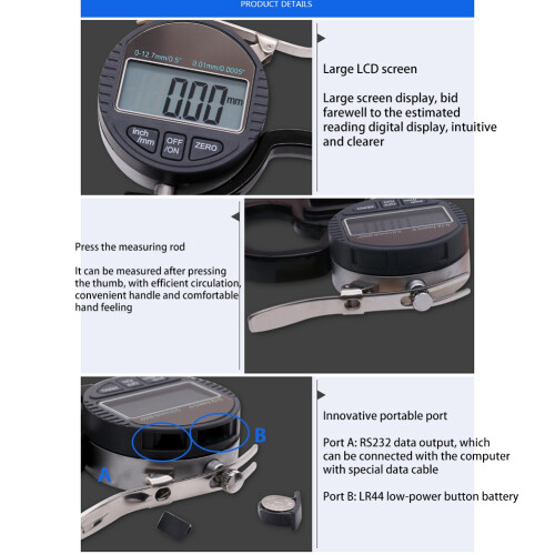 0.01Mm Elektronische Diktemeter 12.7Mm Digitale Micrometer Diktemeter Micrometro Diktetester 2