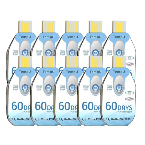 Temperature Data Logger USB Disposable PDF Temp Recorder Thermometer Logger TempU02 60 Days for Cold Chain 20 Pack 1