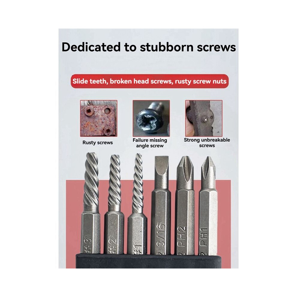 6In1 Screwdriver Set 1/4-Inch Impact Drive Rusted Stuck Broken Fasteners Remover With Complete Specifications 6032010319173