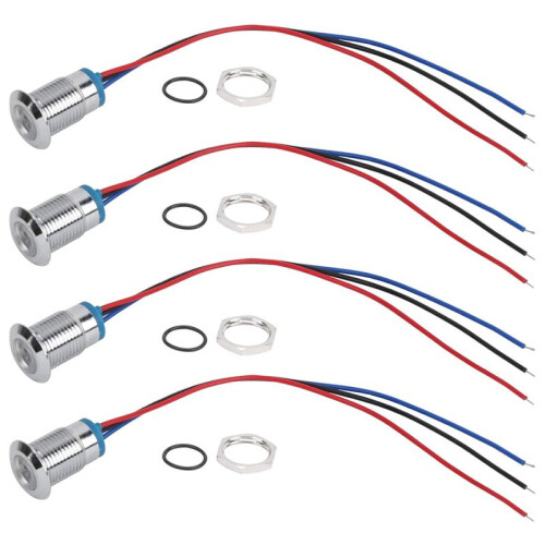 Pre-Wired LED Indicator 12mm 12V‑24V Dual Colors Common Anode LED Light (red ), Buttons and Indicators