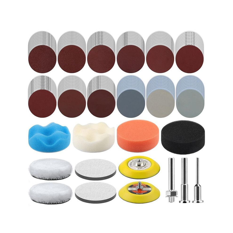 133 Pcs 3 Inch Sanding Disc Drill Polishing Kit, 60-10000 Grits Sandpaper Buffing Pads With Hook And Loop Sanding Discs 6031070634783