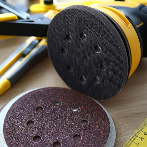 10 Pcs Soft Density Interface Pads 5inch 8 Holes Hook and Loop Sponge Cushion Buffer Backing Pad Sanding Interface Pad 2