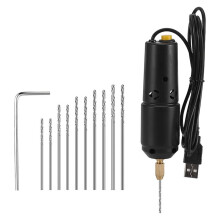 Drill for Jewelry Making, Electric USB Drill Set with 10 0.8 to 1.2mm Drill Bits for Resin Casting Drilling