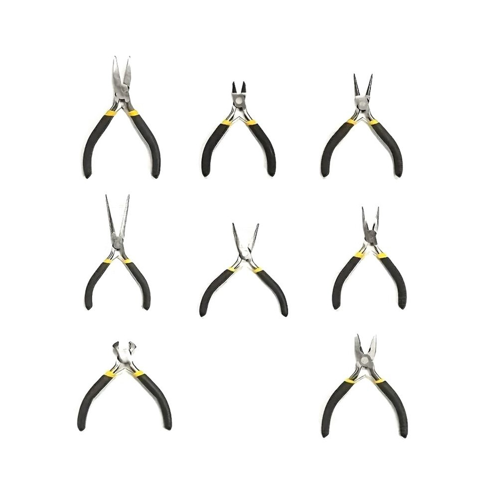 8Pcs Pliers Set Long Nose With Teeth Flat Jaw Round Diagonal Nose Wire End Cutting Cutter Tools Jewelry Pliers Set 6033724806393