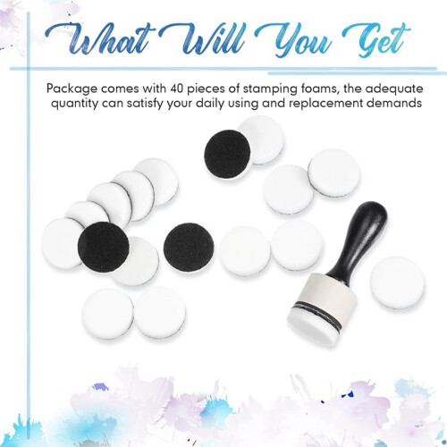 42-Piece  Ink Tool Set, Includes 2 Round  Smudge Tools and 40 Replacement Foam Pads for Drawing Smudge Mixtures 2