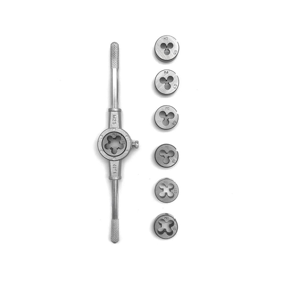 8Pcs Metric Hand Tap And Die Set M3-M12 Screw Thread Plugs Straight Taper Reamer Tools Screw Die Set Hand Tool 6031070622216