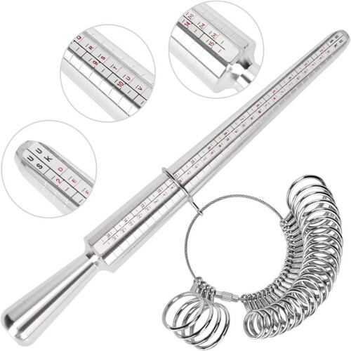 Metal RingSizing Tool Set with FingerSizing Mandrel RingSizing Jewelry Tools, 4 Pieces 1