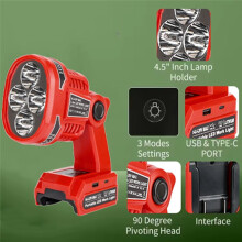 For  14.4-20V Lithium Ion Batteries LED Work Light Jobsite Light Cordless Handheld Spotlight