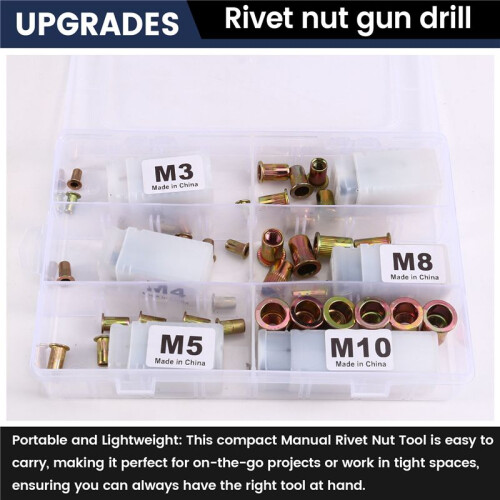 Manual Rivet Nut Tool Rivet Nut Gun Drill Adapter Tool Pull Female  Rivet Tool M3 M4 M5 M6 M8 M10 Rivet Tool 2