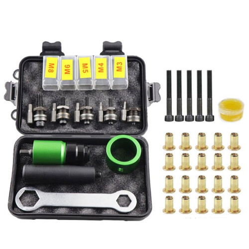 Electric Aerodynamic Rivet Tool Kit Rivet Nut Tool Kit with M3M4M5M6M8 Rivet Drill Bit Adapter Nut Pull Riveting Tool