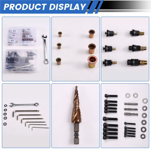Rivet Nut Tool Riveting Manual Threaded Hand Riveter Inserts Metal License Plate Rivet or Threads for Cars Tool