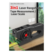 Outil de Mesure Laser 3 en 1 avec Extension Laser Verte, Ruban à Mesurer Numérique, Ruban à Verrouillage Automatique, Ruban de Chargement USB