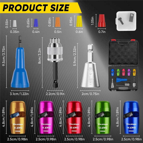 Regulations Wire Stripping for Drill, Wire Stripping Tool & Wire Twisting Connector Set,Wire Twister Tool for Drill 8pcs