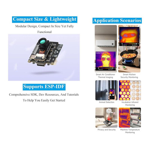 ESP32-S3 IR Thermal Imaging Camera Module,Equipped with ESP32-S3-WROOM-1,80x62Pixels IR Array,ExternalDevice Expansion B 1
