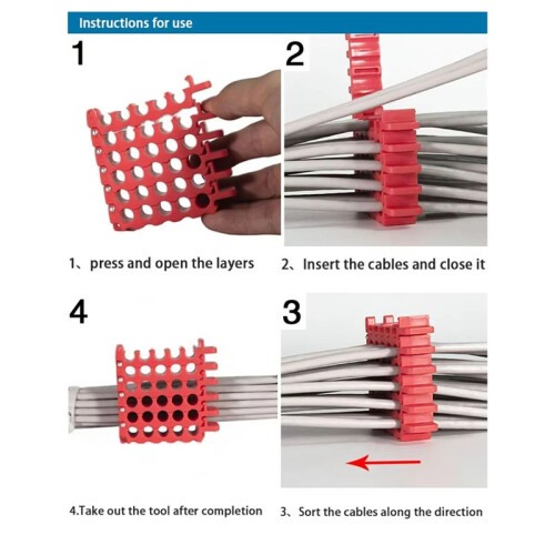 Cable Organizing Tool Network Cable Bundle, Wire Comb for Data Center, Server Rooms and Machine Room Cat5 Cat6 Cat7 2