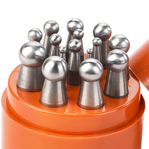 Doming Block Punch Set, Dapping Punches Processing Crafting Metal Forming Tools Stamping Tools for Shaping Beads 15PCS 1