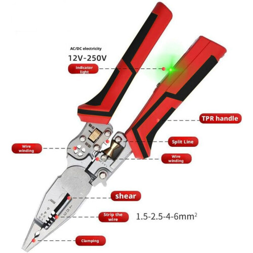 Veelzijdige Draadstriptang met Elektriciteitsmeting Elektricienstang Multifunctionele Draadstriptang 2