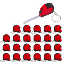 Tape Measure Keychain Set, 3 Ft Retractable, 24 Pieces, Pocket Size with Lock Red