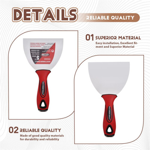 DOCTORDRYWALL 3Pcs Stainless Steel Putty Knife Wall Plastering Knife Hand Tool Plastic Handle Scraper Blade with Soft Grip 2