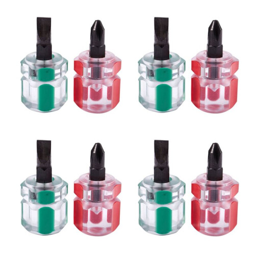 8 Pcs Flat Phillips Screwdriver  Screw Driver Short Small Split Repair Tools Kit Set Green+Red