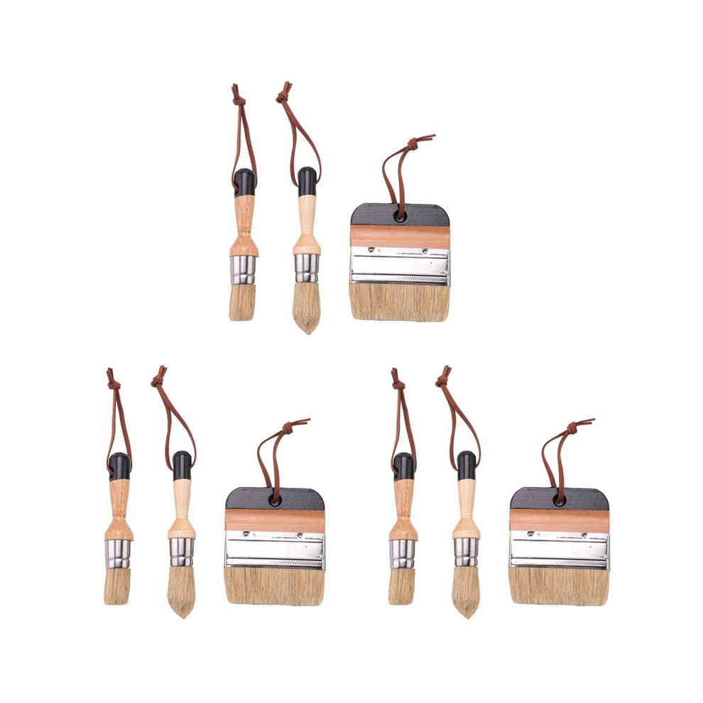 9Pack Chalk And Wax Paint Brushes Bristle Stencil Brushes For Wood Furniture Home Wall Decor 6031356968632