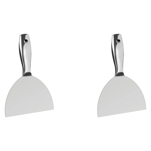 2X EspáTula de 6 Polegadas, Ferramenta Raspadora de AçO InoxidáVel Polido Premium de uma PeçA para Acabamento de Drywall