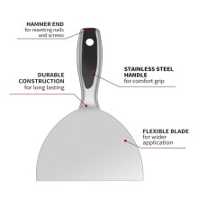 2X Putty-Knife 6 Inch,One Piece Premium Polished All-Stainless Steel Scraper Tool for Drywall Finishing