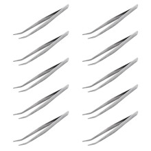 10X Pince à Épiler à Pointe IncurvéE de 5,9 Pouces de Long Ton Argent Pince à Épiler Outil à Main