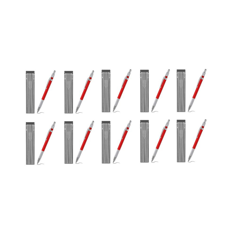 10X Welders Pencil With 120Pcs Silver Streak Refills, Metal Mechanical Welding Pencil Pipefitters, Red 6034161352122
