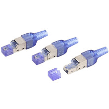 4X Fiche de Connecteur CAT8 RJ45 Sans Outil de Sertissage CAT8 40Gbps 50U Câble RéSeau Blindé en Alliage de Zinc Fiche RJ45 (Bleu)