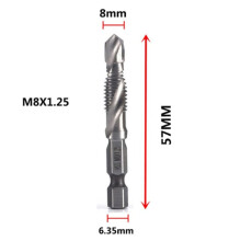 2pcs M8X1.25mm High-Speed Steel 4341 Titanium Plated Composite Tap Drill and Tap Integrated Machine Tap Open
