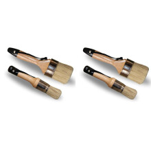 Chalk Wax Paint Brush - 4 PCs 2 Round Paint Brush Furniture Painting 2 Oval Chalk Paint - Bristle Paint Brushes Set