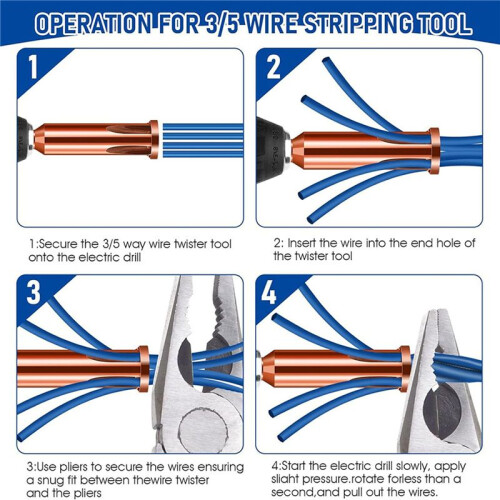 2X Universal Wire Twisting Tool Cable Stripper & Wire Twisting Tool for Stripping & Twisting Cables, Driven By Drill 2
