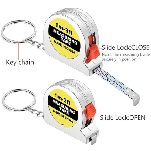 40X Tape Measure Keychains Functional Retractable Measuring Tape Keychains with Slide Lock 1M/3FT,B 1