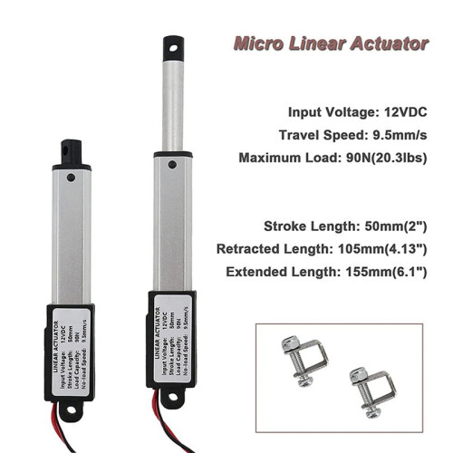 10X Atuador Micro-Linear, Curso de 2 Polegadas, 90N / 20.3Lb, Velocidade 9.5Mm / S Atuador Elétrico À Prova D'Água Atuador Linear Do Motor 12V 2