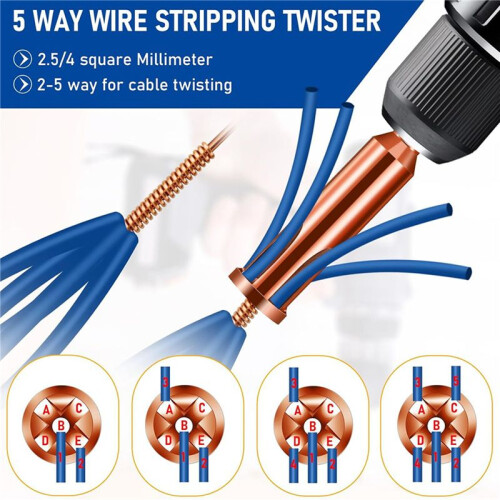 2X Universal Wire Twisting Tool Cable Stripper & Wire Twisting Tool for Stripping & Twisting Cables, Driven By Drill 2