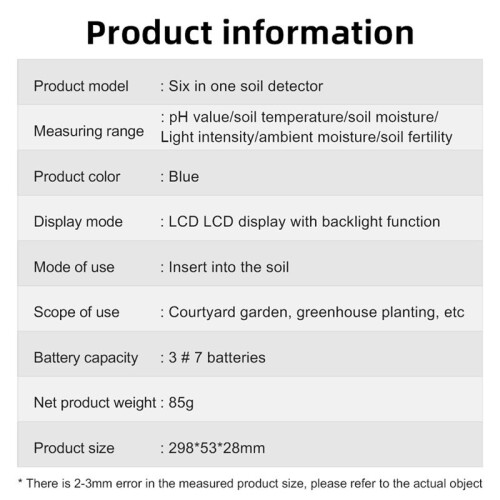 6-in-1 Soil Tester Multi-Function Digital Soil PH Meter Large Screen Digital Display Test Value PH Meter 2