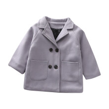 Girls' Thick Warm Solid Trench Coat with Pockets, Raglan Sleeve, Casual Outerwear for Kids (Z02#Gray, 4-5 Years)