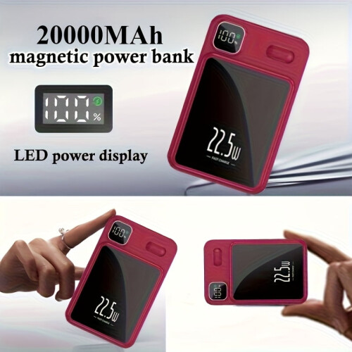 Μαγνητική ασύρματη γρήγορη φόρτιση Power Bank 20000mAh με βάση, εξαιρετικά λεπτός φορητός 2