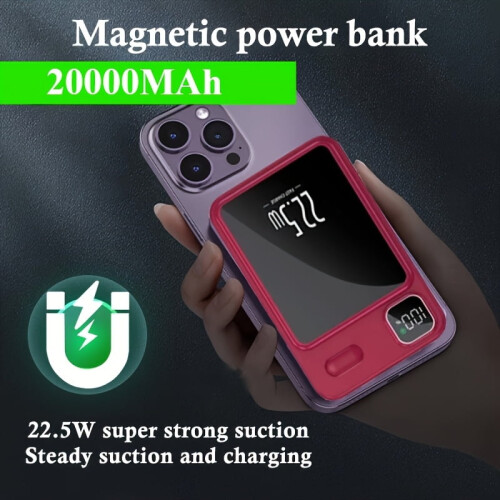 Μαγνητική ασύρματη γρήγορη φόρτιση Power Bank 20000mAh με βάση, εξαιρετικά λεπτός φορητός 1