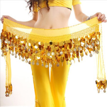 Multi Color Chiffon Belly Dance Hip Wrap Scarf Coin Sequin Waistband Skirt Drop Shipping